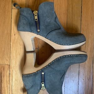 Swedish Hasbeens blue heeled boots